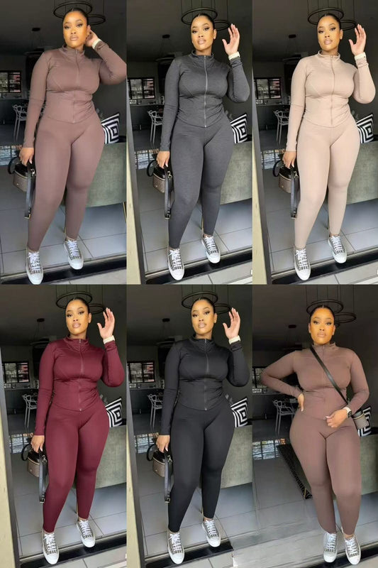 gym set with a zip jacket