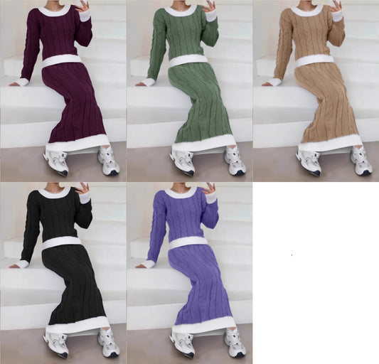 Knit strong material two piece set