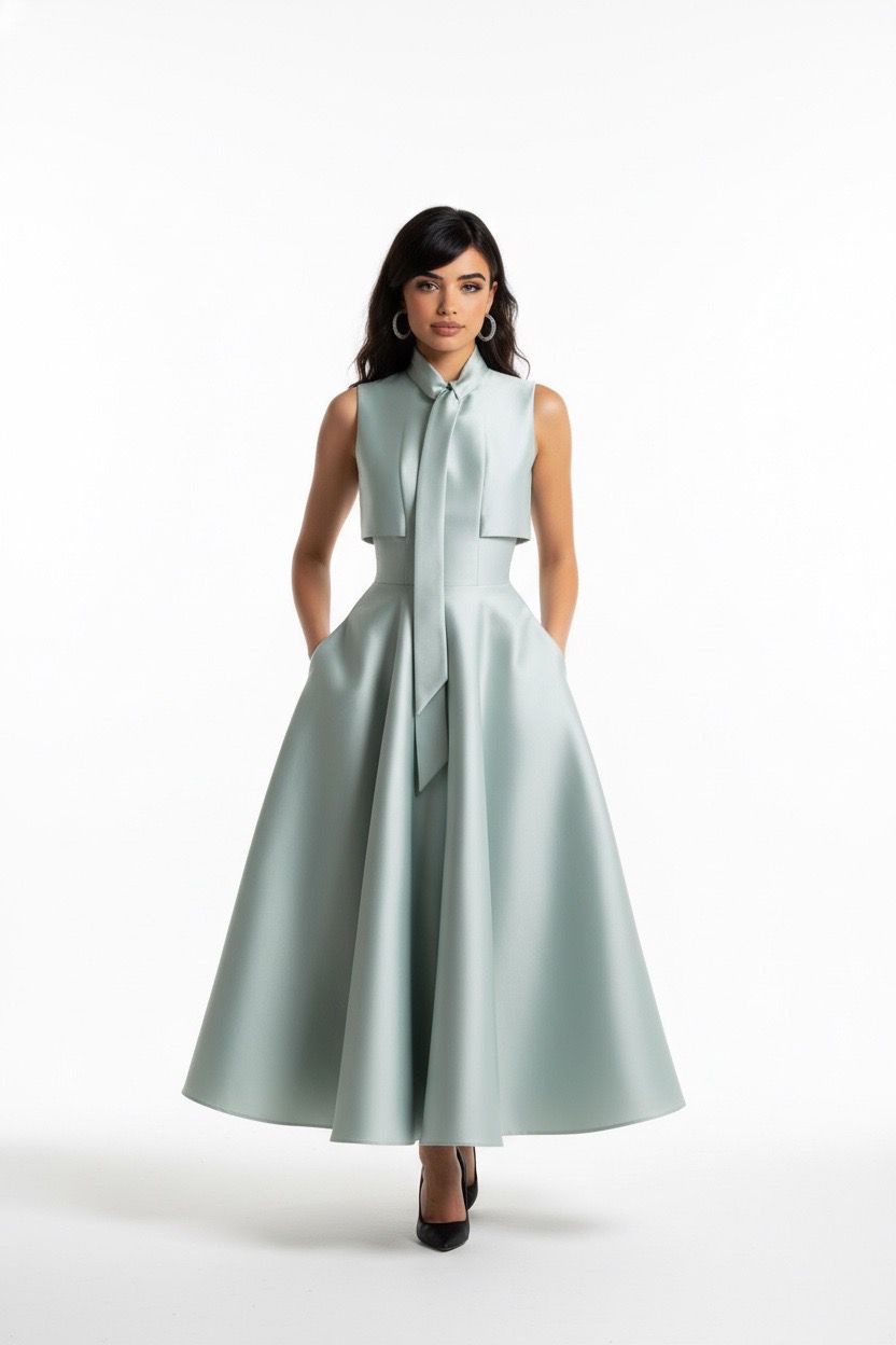 Bowtie short sleeves dress