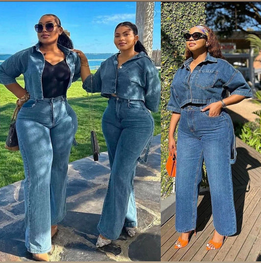 Denim two piece set