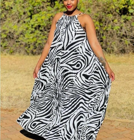 Zebra print strap dress