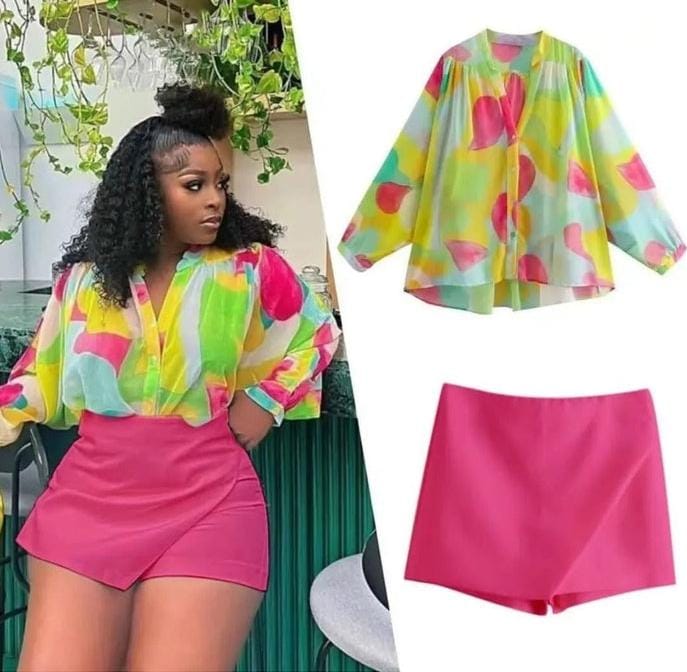 Chiffon blouse & short two piece