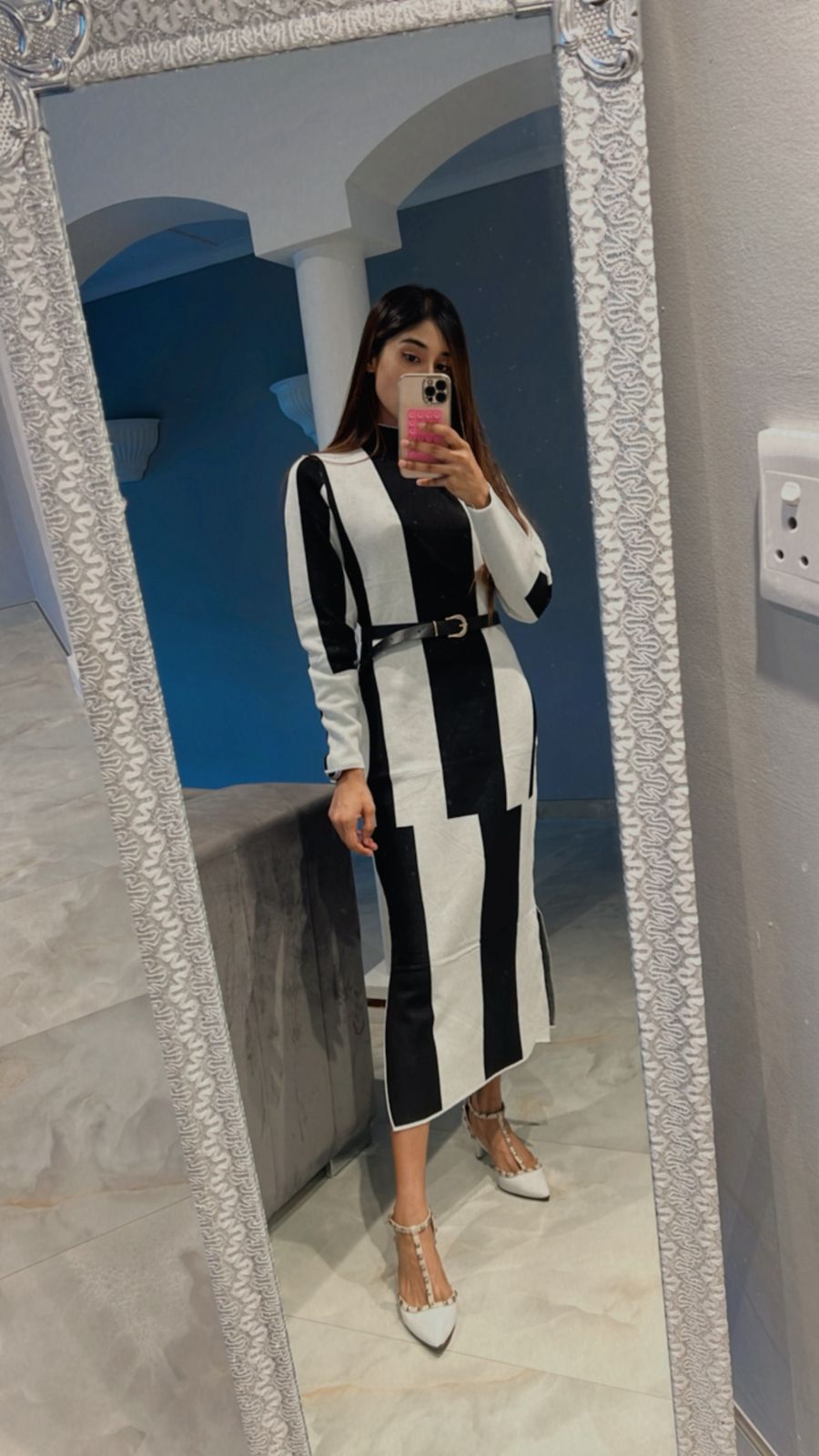 monochrome winter dress