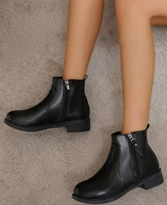 Black zip up ankle boots