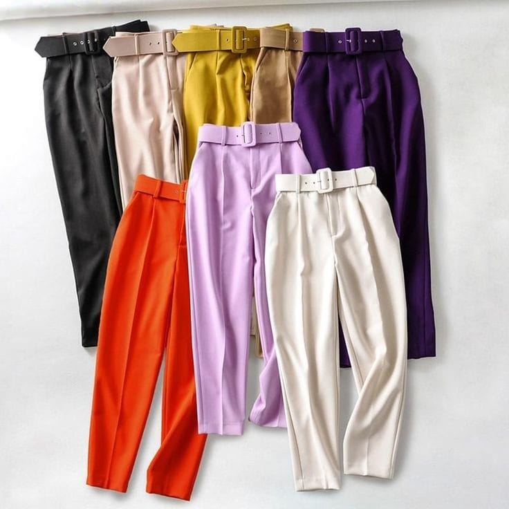 Belted formal pants