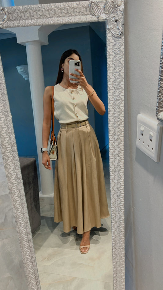 figure hugging skirt and flare bottom