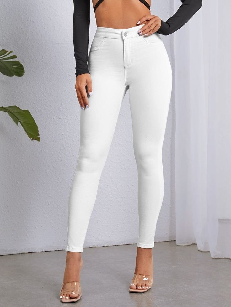 One button skinny jean