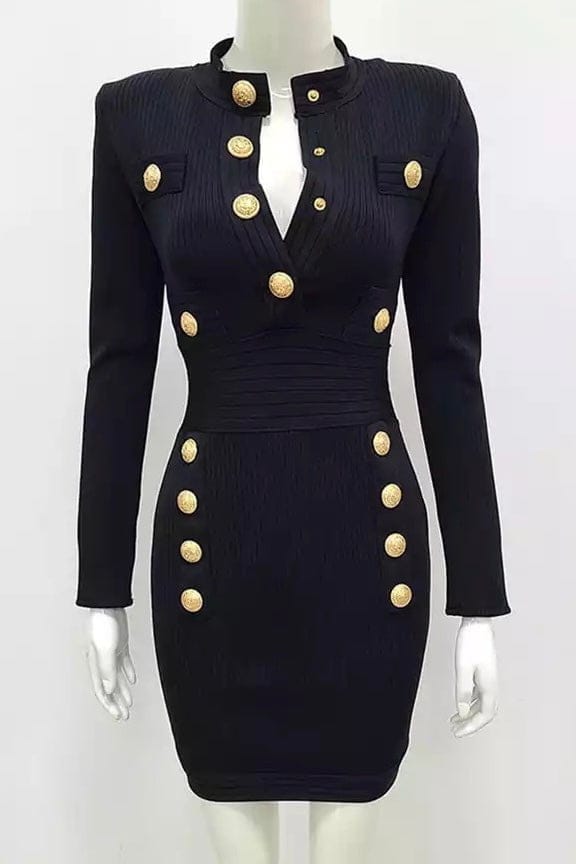 Gold Buttons Midi bodycon