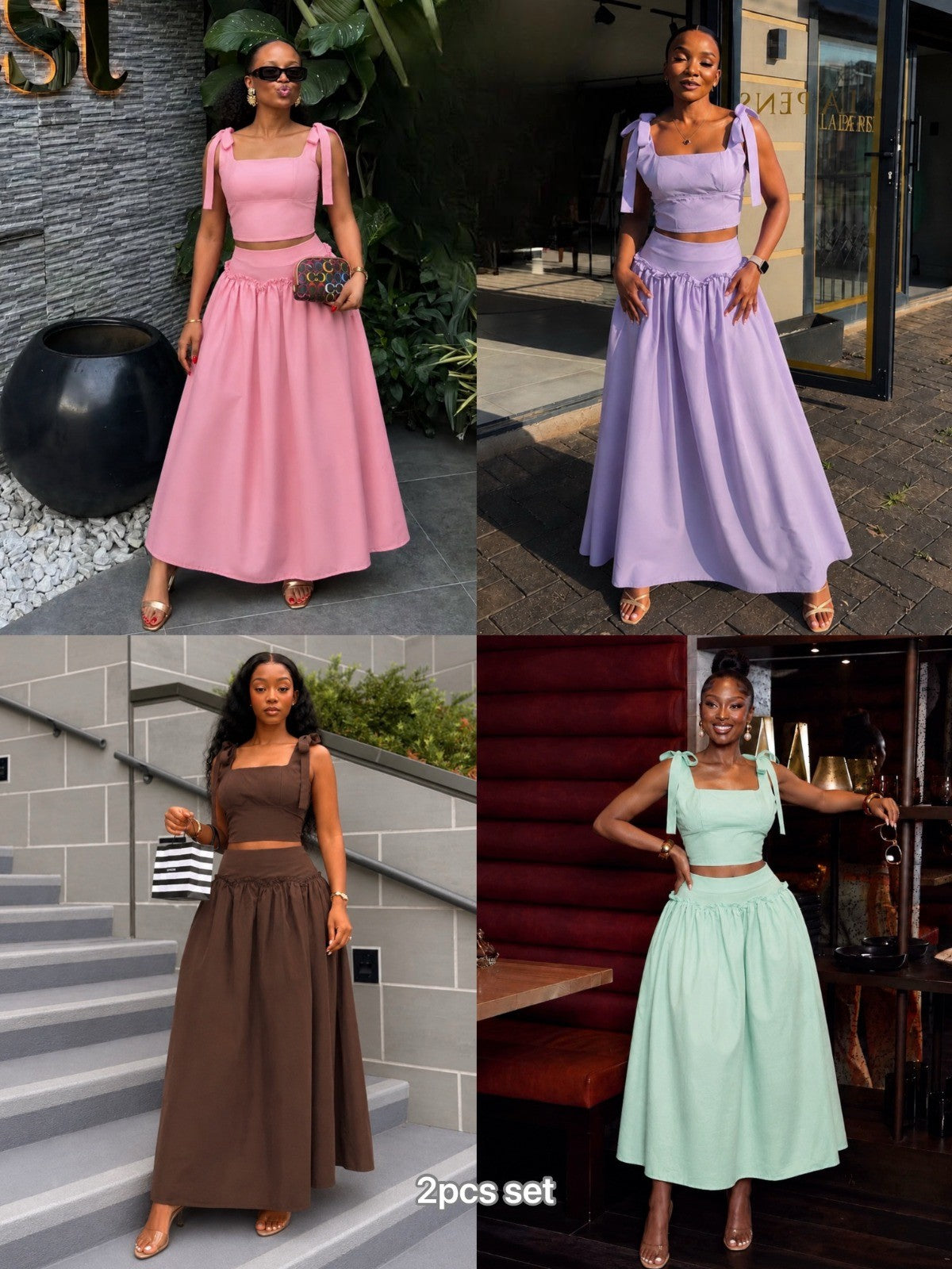 flare set and short top two piece set