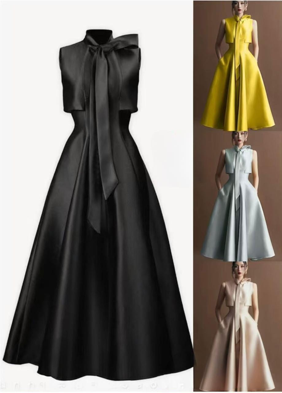 Bowtie short sleeves dress