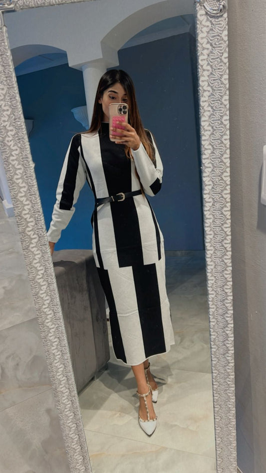 monochrome winter dress