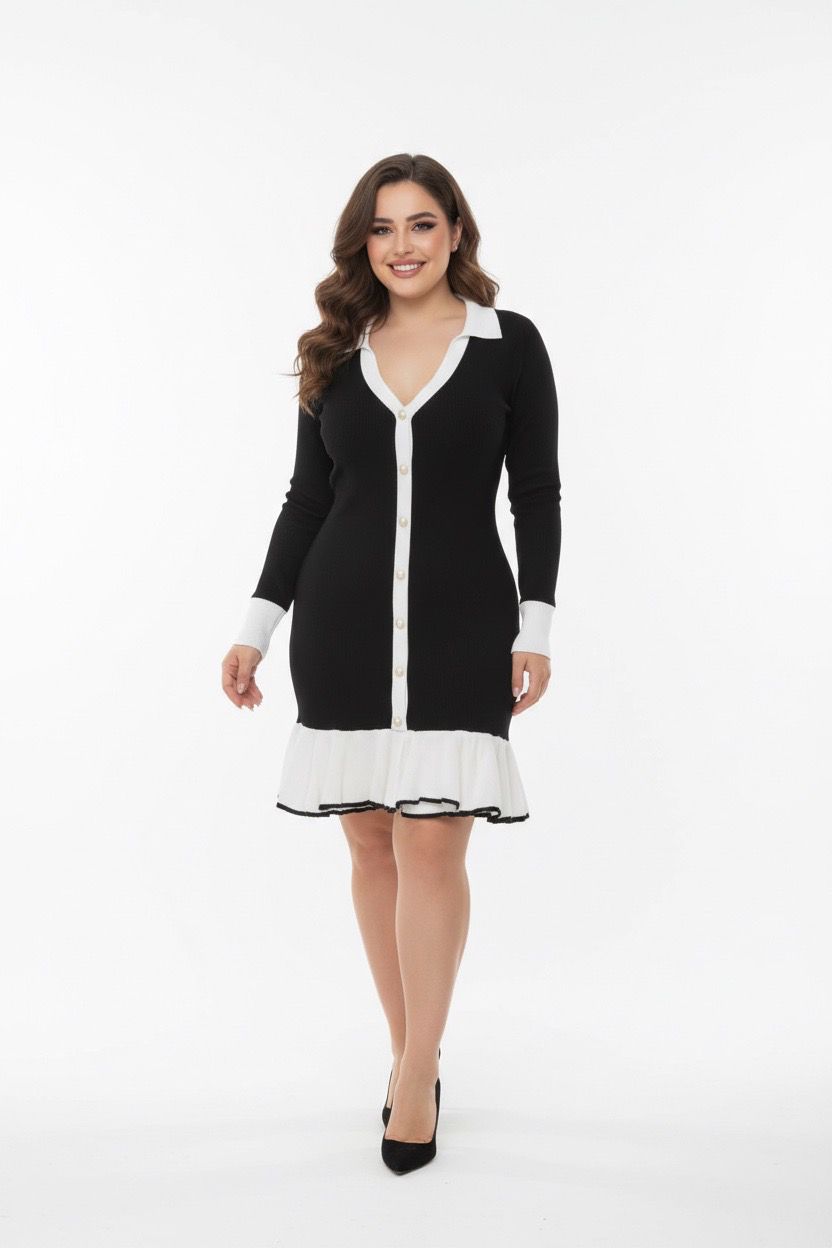 Monochrome midi dress