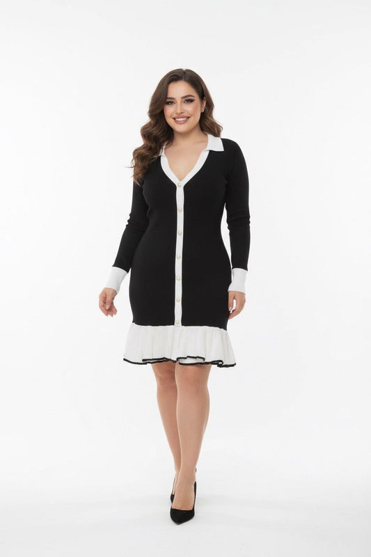 Monochrome midi dress