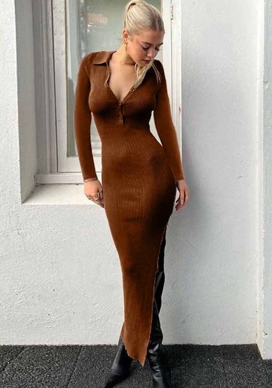 Ribbed long sleeve dress