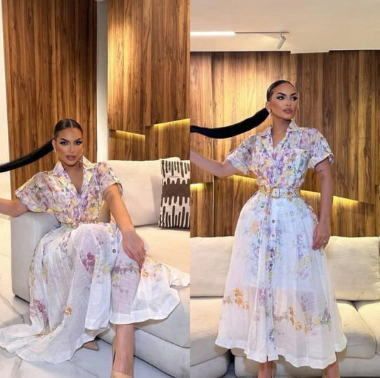 FLORAL CHIFFON DRESS