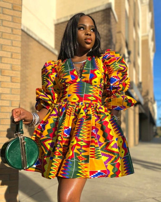 Balloon African print dress