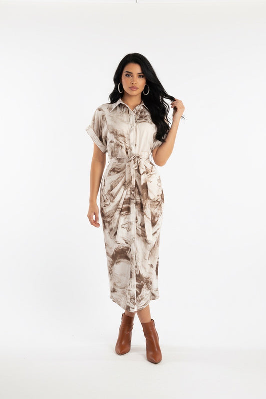 button down paint tinted dress