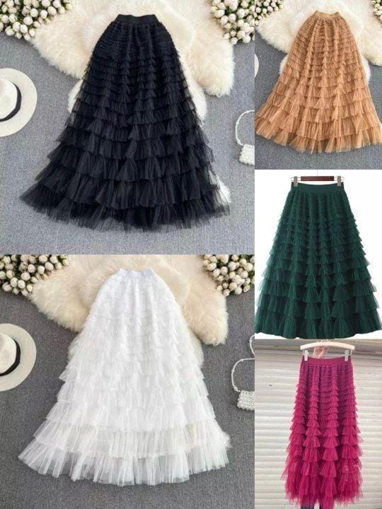 Gauze ruffle skirts