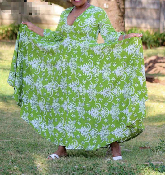 Green Floral full length dress