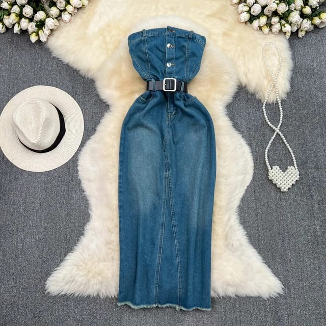 Denim sleeveless dress