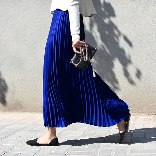 Blue Pleated Maxi skirt