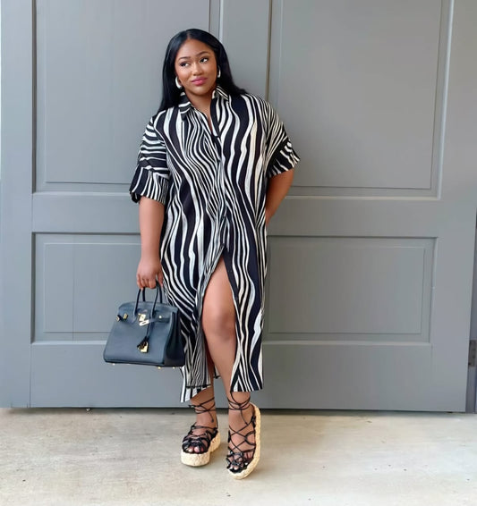 Zebra  Stripe shirt dress