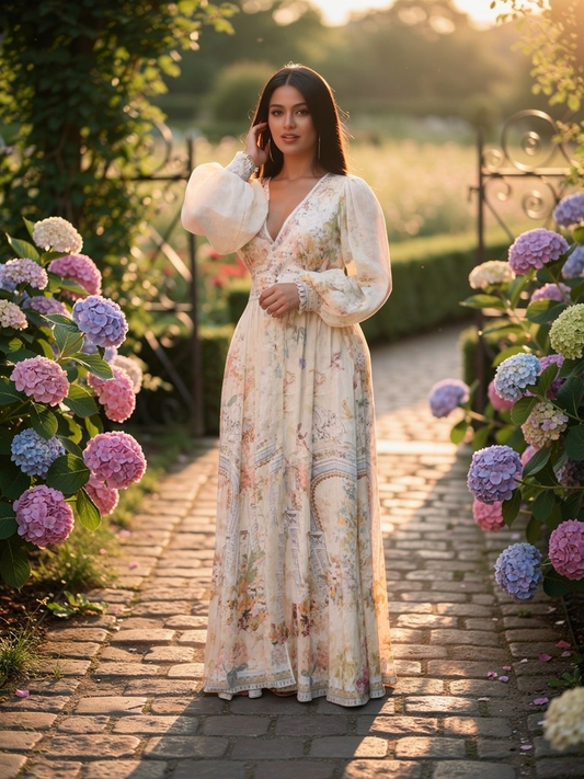 floral flare long sleeves