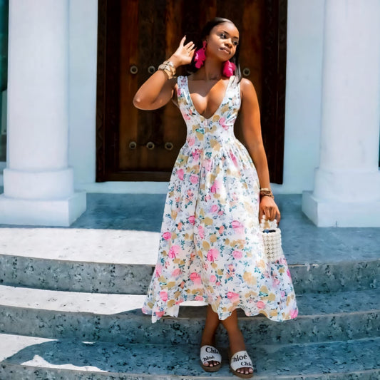 White Floral summer dress