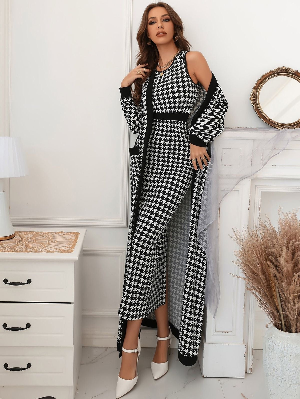 Houndstooth Dress & cardigan