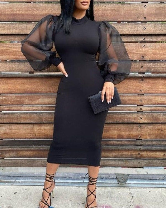 Black Gauze sleeve bodycon dress