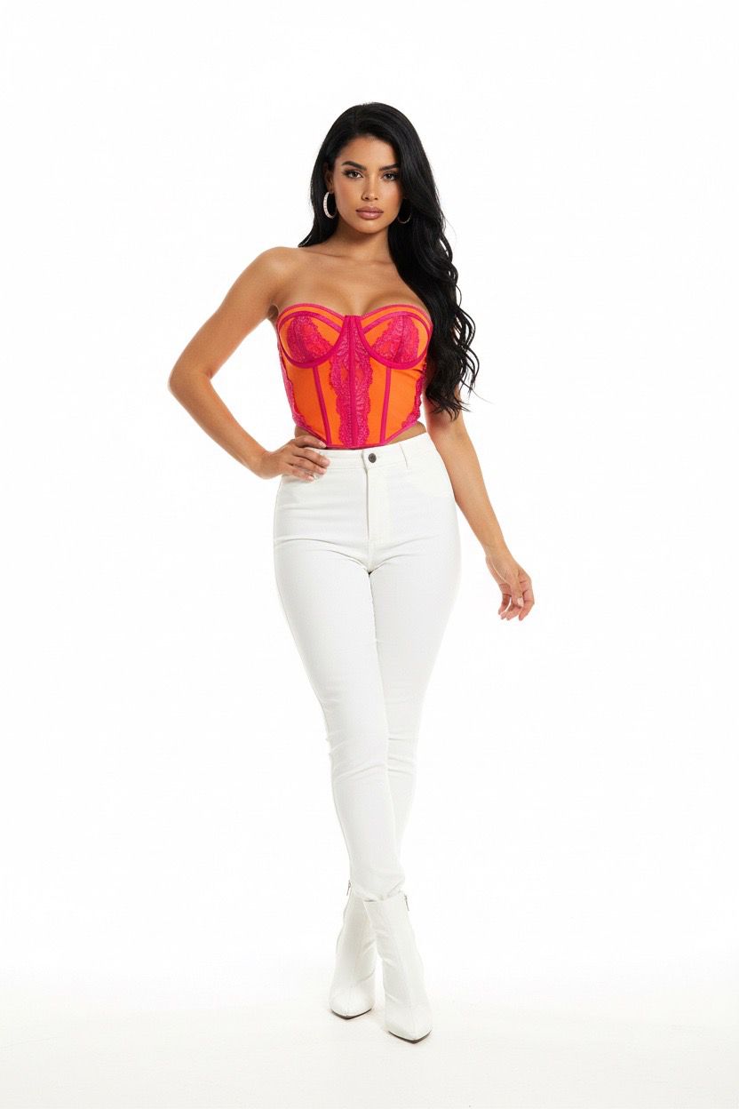 Sleeveless Stunning Baroque Lace Corset Tube Top