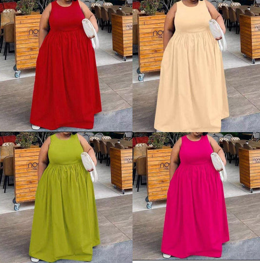 Red maxi waist shrink dress