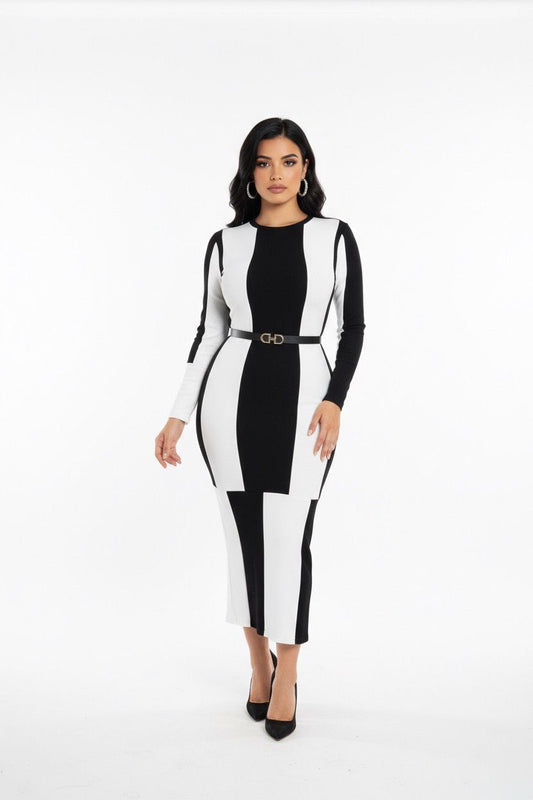 monochrome winter dress