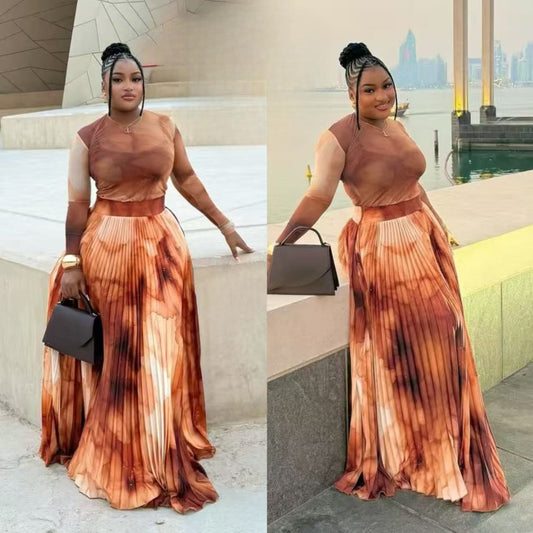 long sleeves pleated dress
