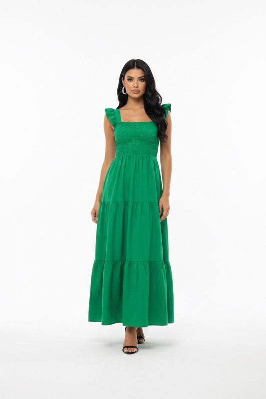 Bodice ruffle hem maxi dress