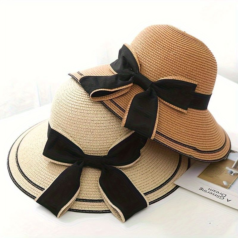 Boater Wide Black Brim Ribbon hat