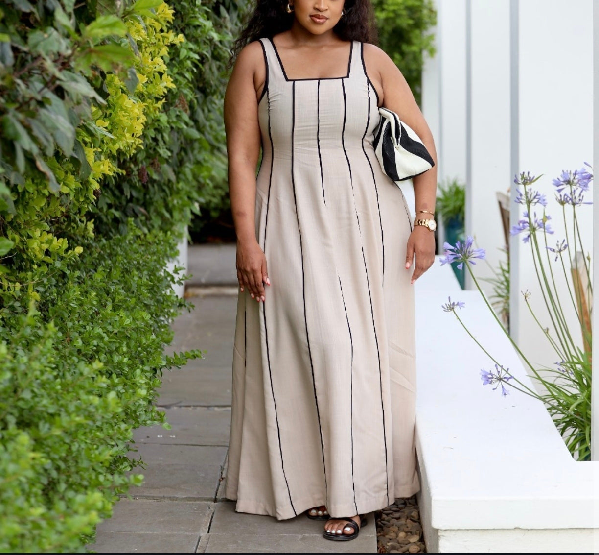 Thin strap flare dress