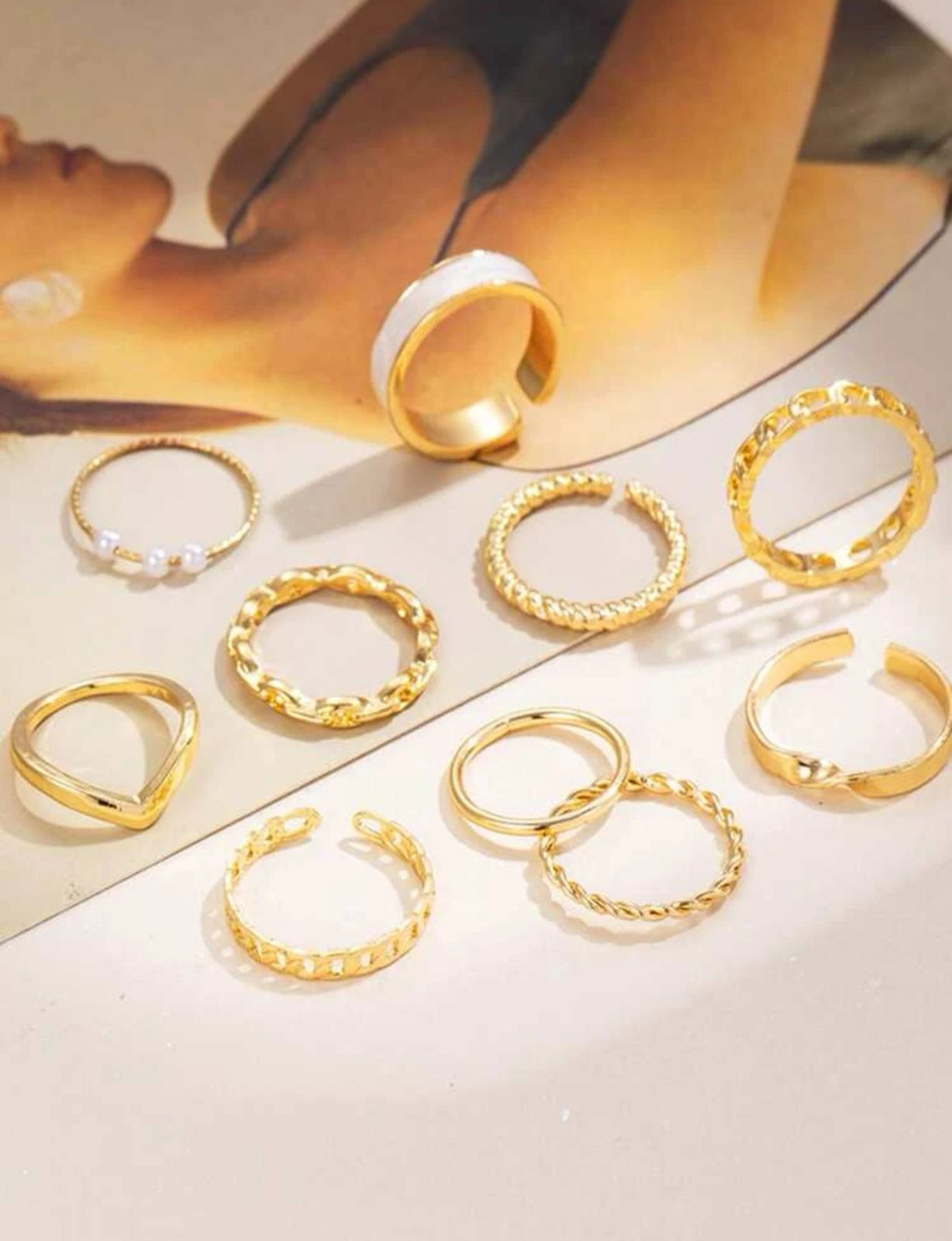 10pcs Faux Pearl Decor Ring