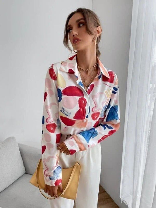 Painted button down blouse