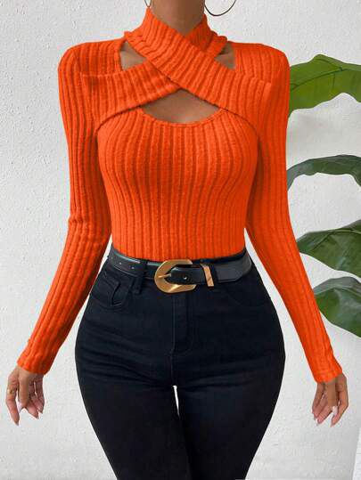 Cross over polo neck