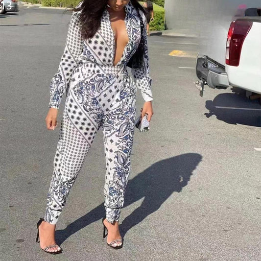 Open chest styled jumpsuit.