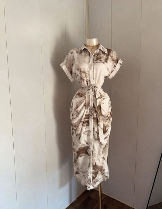 button down paint tinted dress