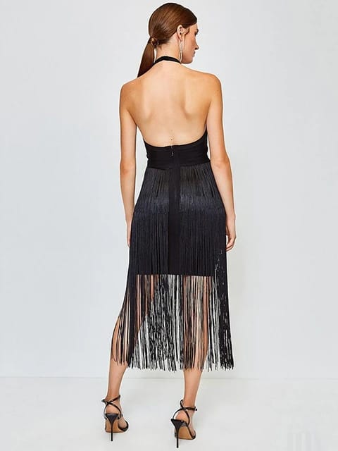 Sleeveless tassel dress