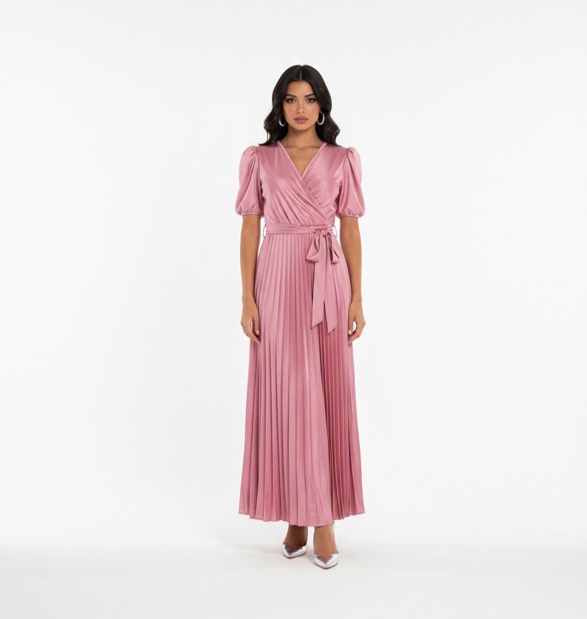 pleated silk dress
