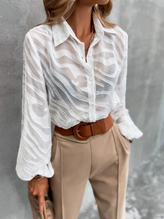 See through button down blouse