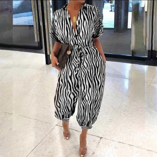 Zebra print flare jumpsuit