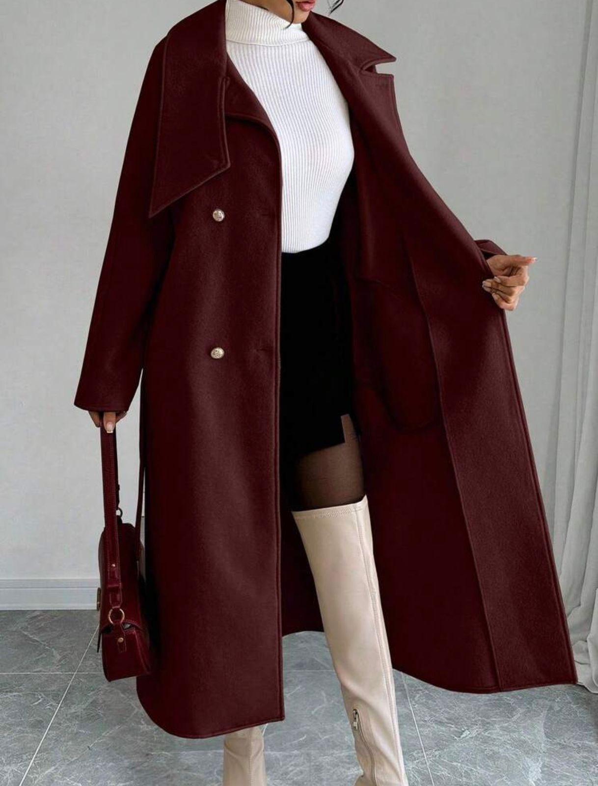 long trench coat with buttons
