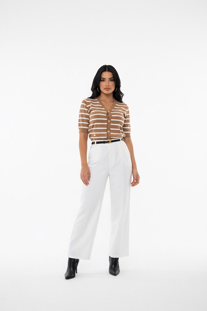 Khaki and White stripe old money top