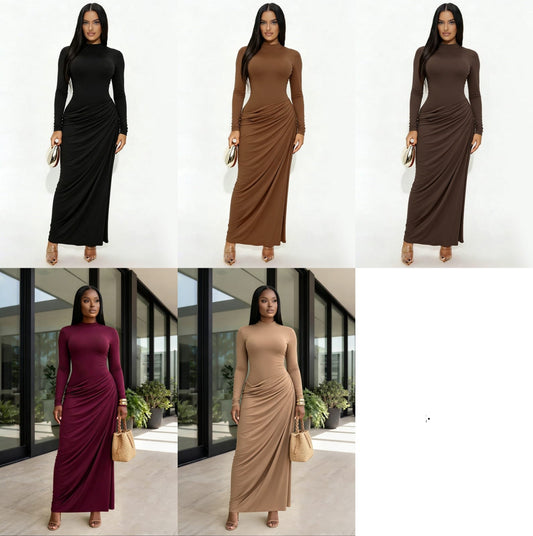 High neck long sleeves bodycon dress