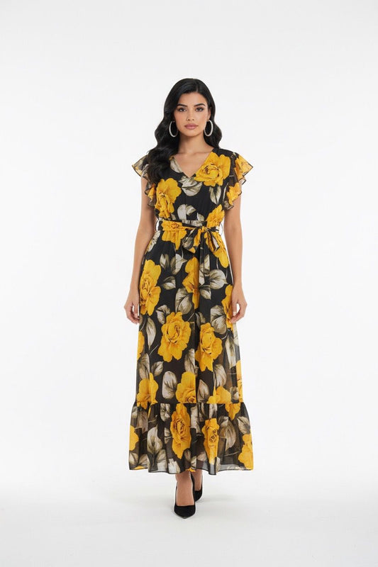 Mustard floral maxi dress